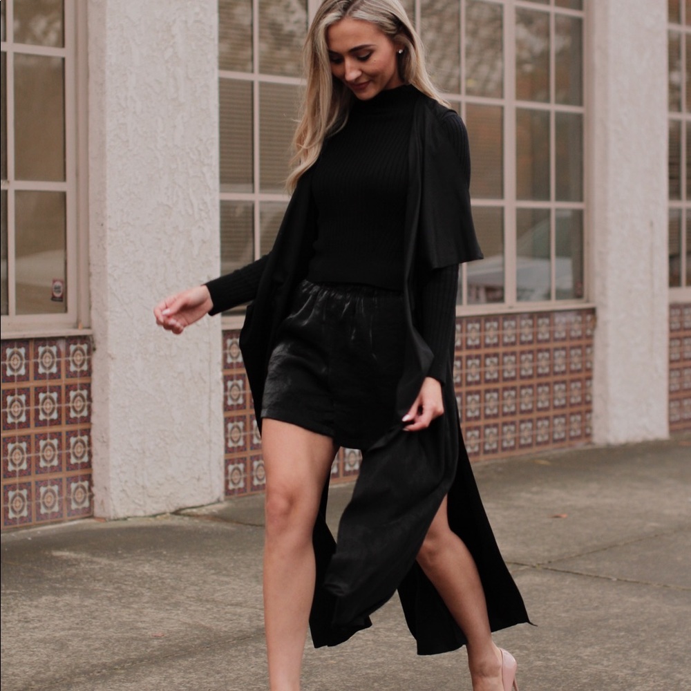 Black suede maxi vest